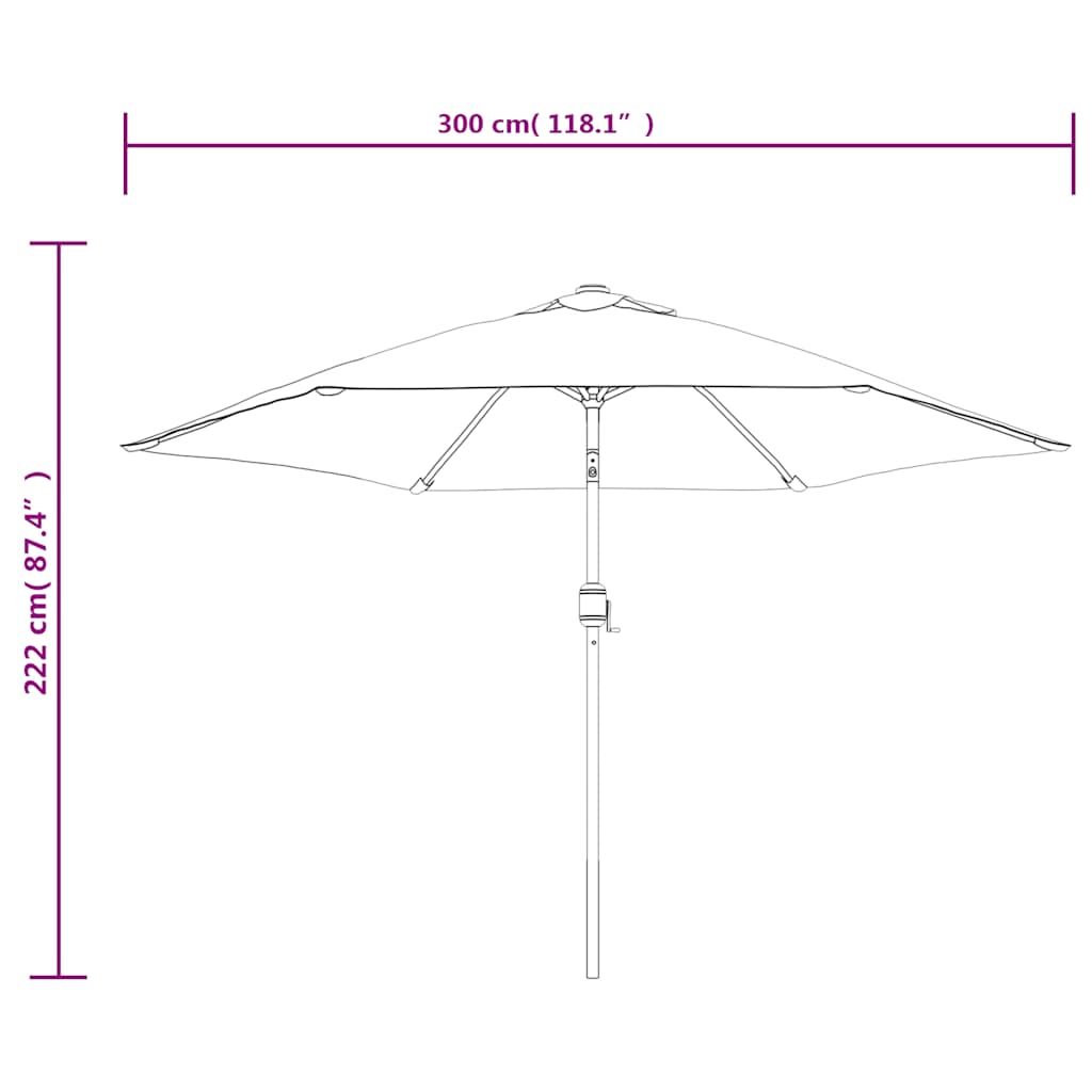 Garden Parasol Metal Pole 300 Cm Taupe Green Anthracite White Waterproof Gre 300