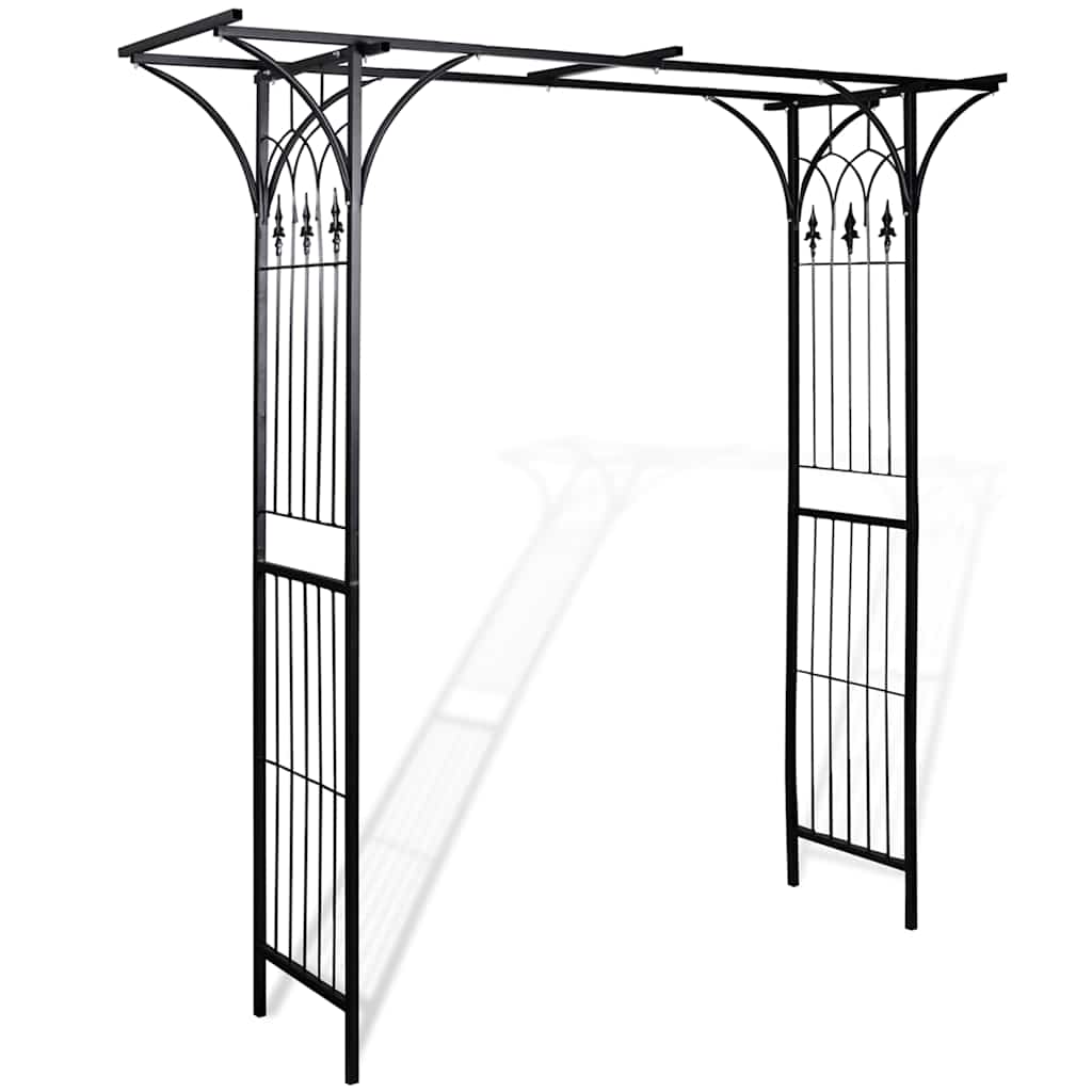 Garden Arches Trellises Arbours & Pergolas Arch Black Iron 200x52x204cm Outdoor