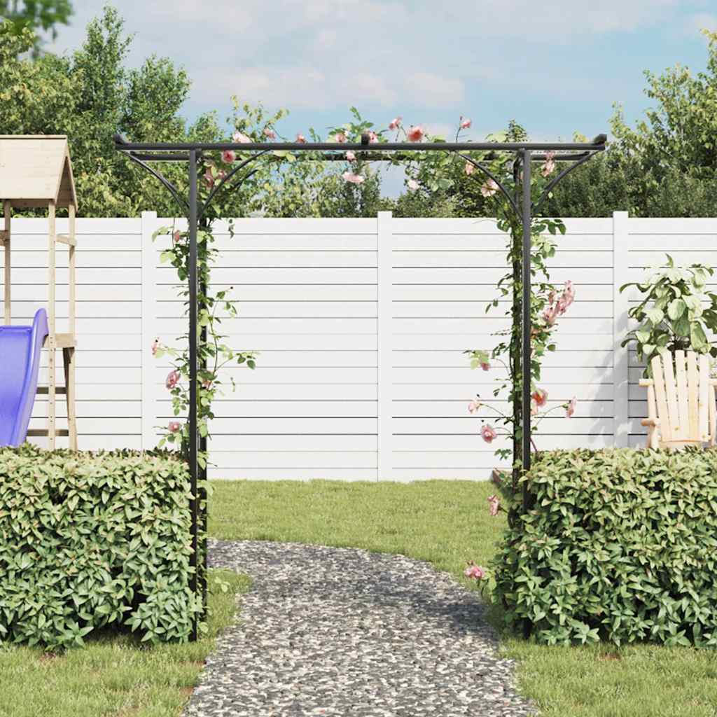 Garden Arches Trellises Arbours & Pergolas Arch Black Iron 200x52x204cm Outdoor