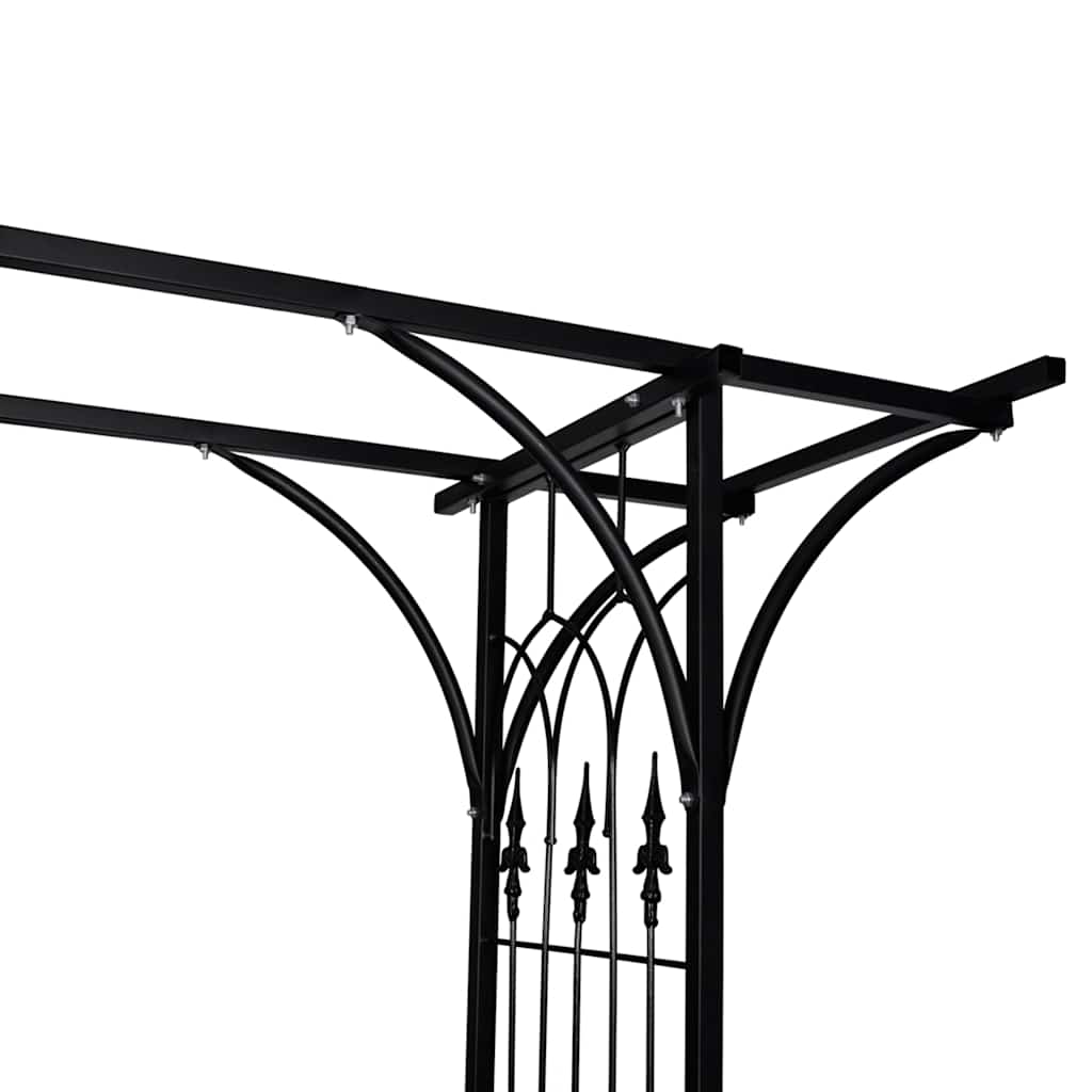 Garden Arches Trellises Arbours & Pergolas Arch Black Iron 200x52x204cm Outdoor