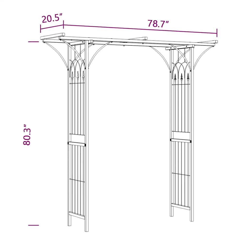 Garden Arches Trellises Arbours & Pergolas Arch Black Iron 200X52X204Cm Outdoor