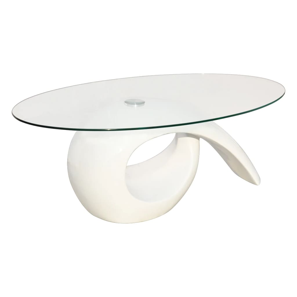 Coffee Table With Oval Glass Top High Gloss