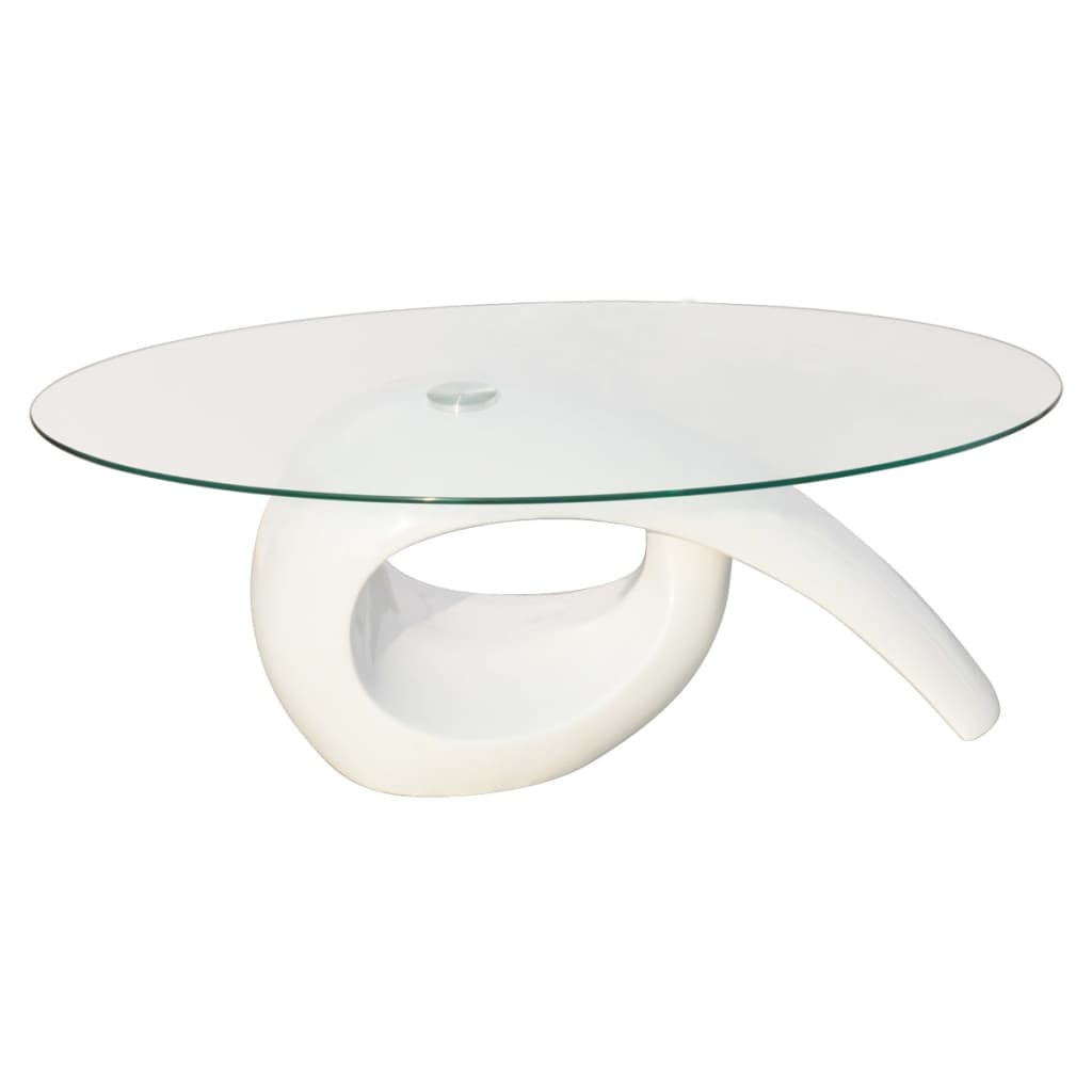 Coffee Table With Oval Glass Top High Gloss