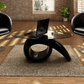 Coffee Table With Oval Glass Top High Gloss