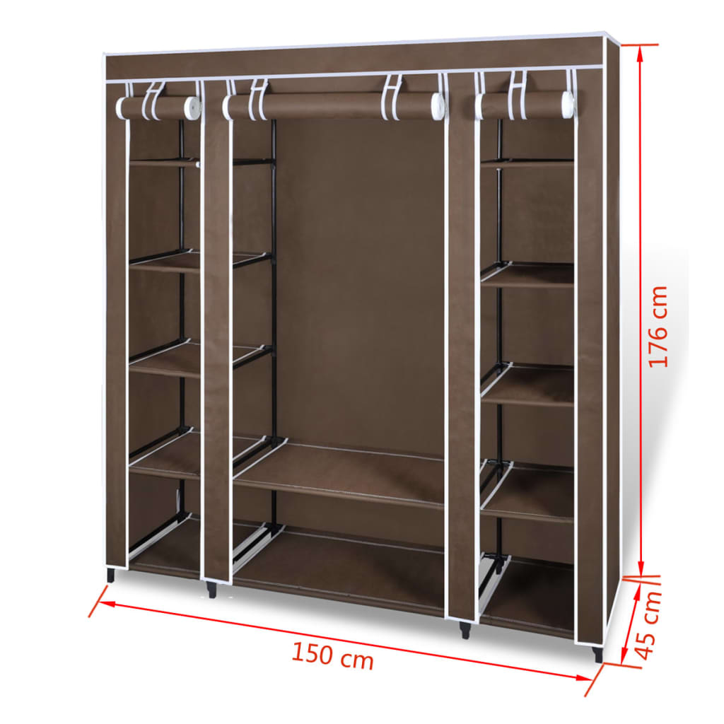 Fabric Wardrobe With Compartments And Rods 45X150X176 Cm