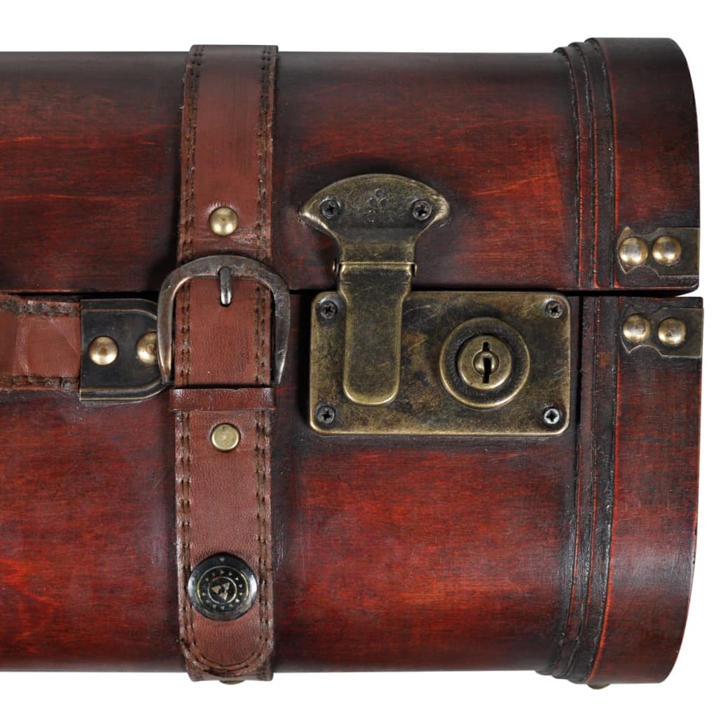 Wooden Treasure Chest 2 Pcs Vintage Brown