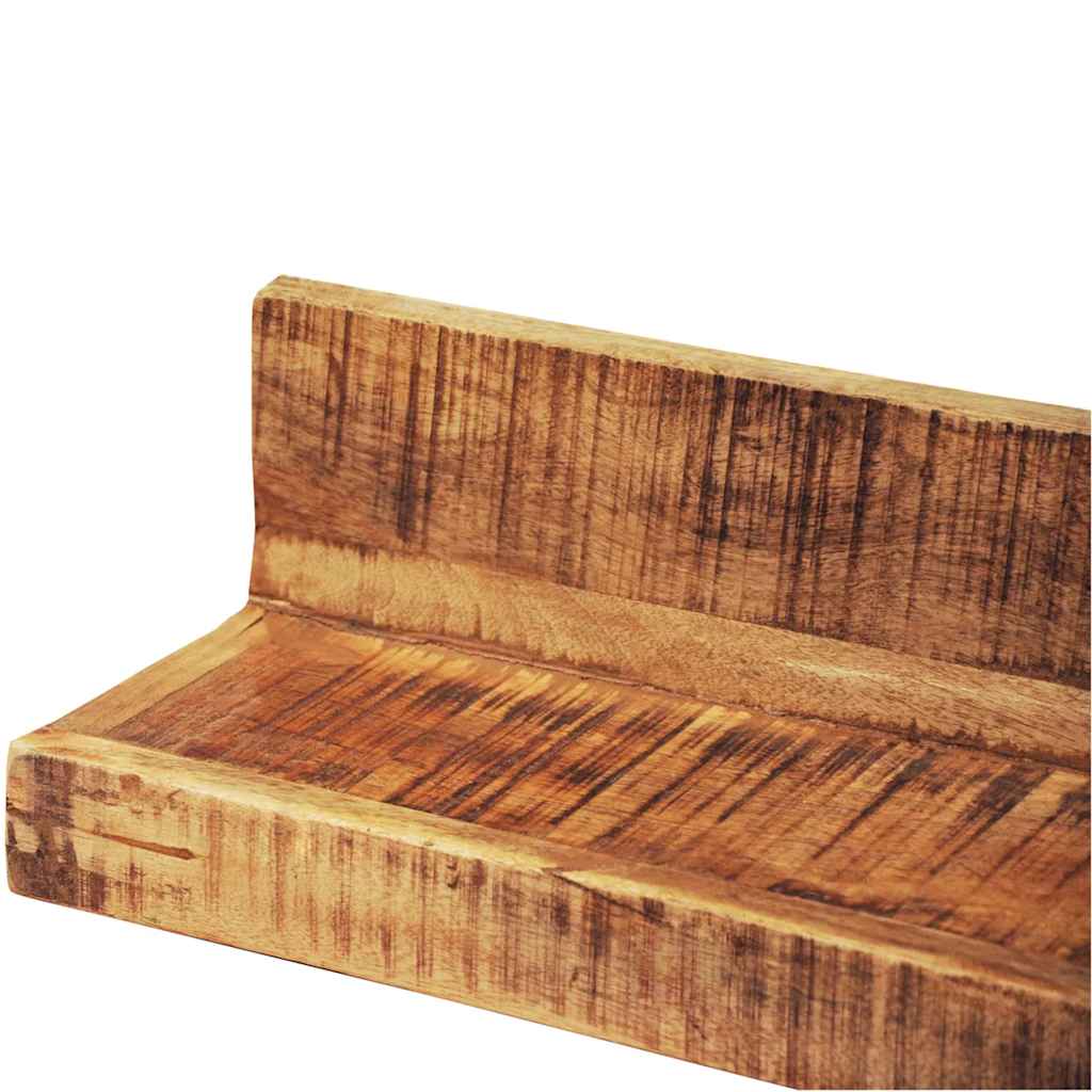 Wall Shelf Set of 2 Solid Wood Mounted Display Shelves Floating Storage 110 cm