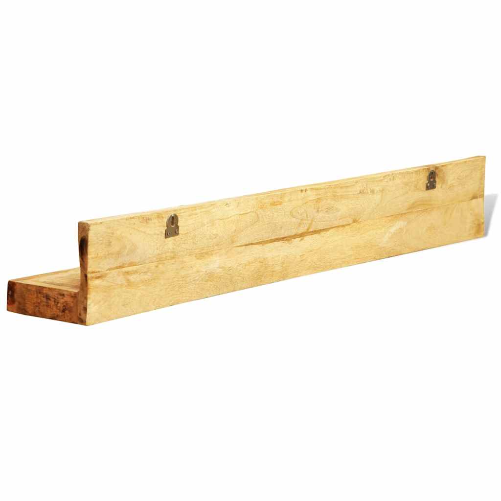 Wall Shelf Set of 2 Solid Wood Mounted Display Shelves Floating Storage 110 cm