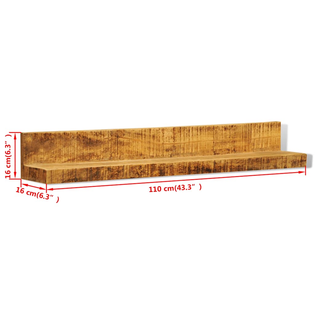 Wall Shelf Set of 2 Solid Wood Mounted Display Shelves Floating Storage 110 cm