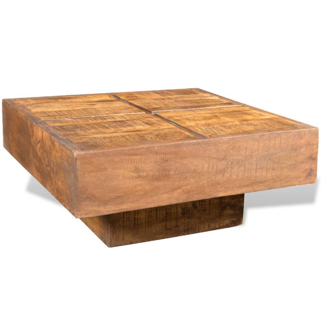 Coffee Table Dark Brown Square Solid Mango Wood