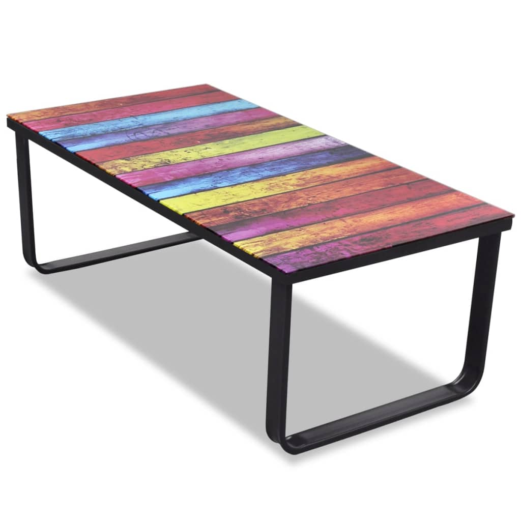 Coffee Table With Printing Glass Top