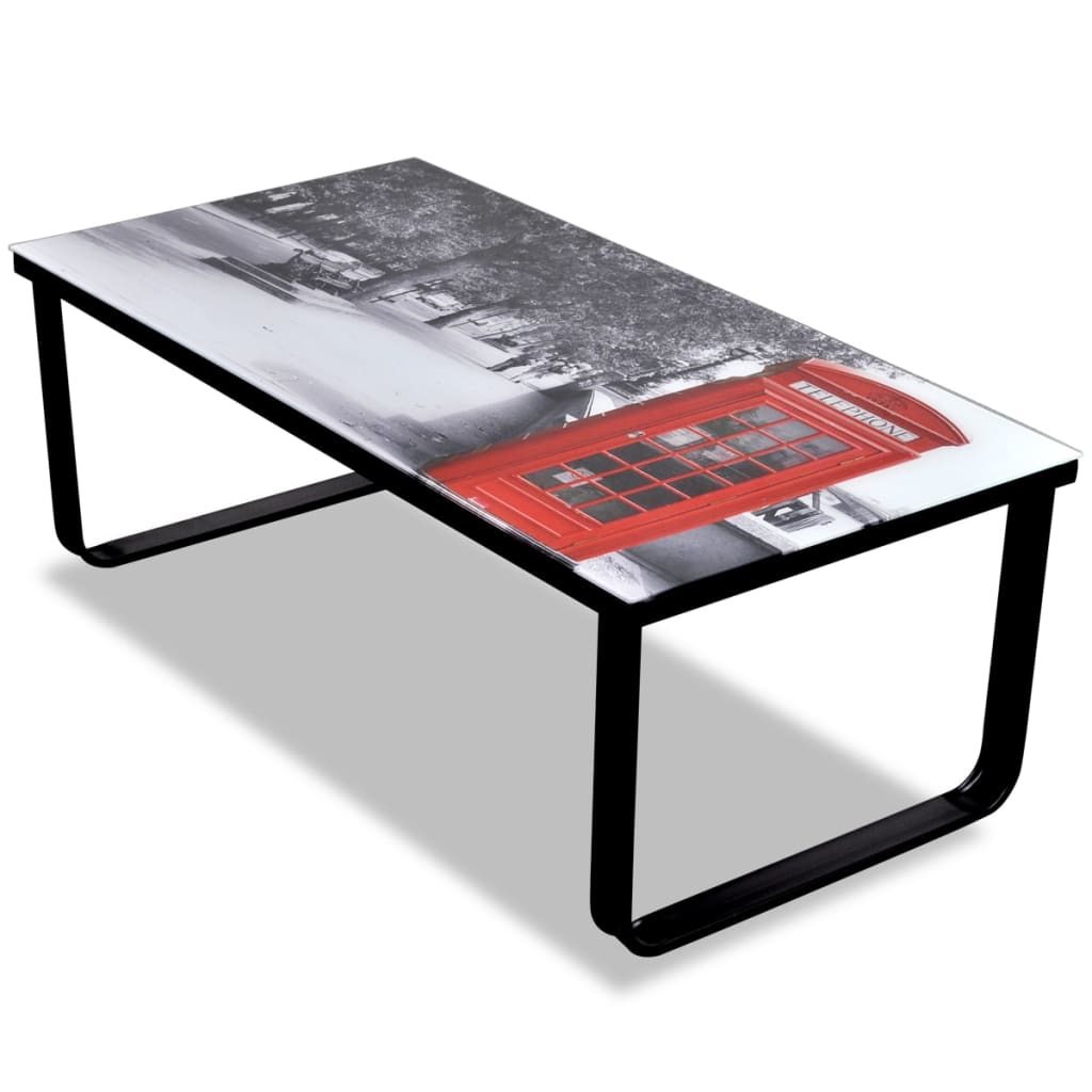 Coffee Table With Printing Glass Top