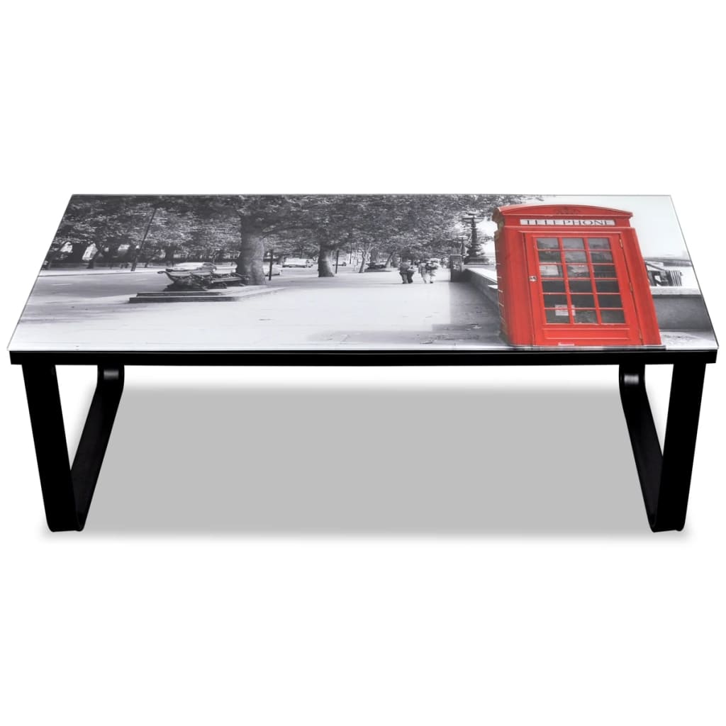 Coffee Table With Printing Glass Top