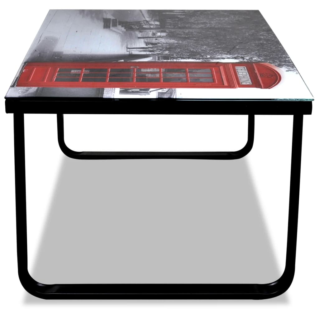 Coffee Table With Printing Glass Top