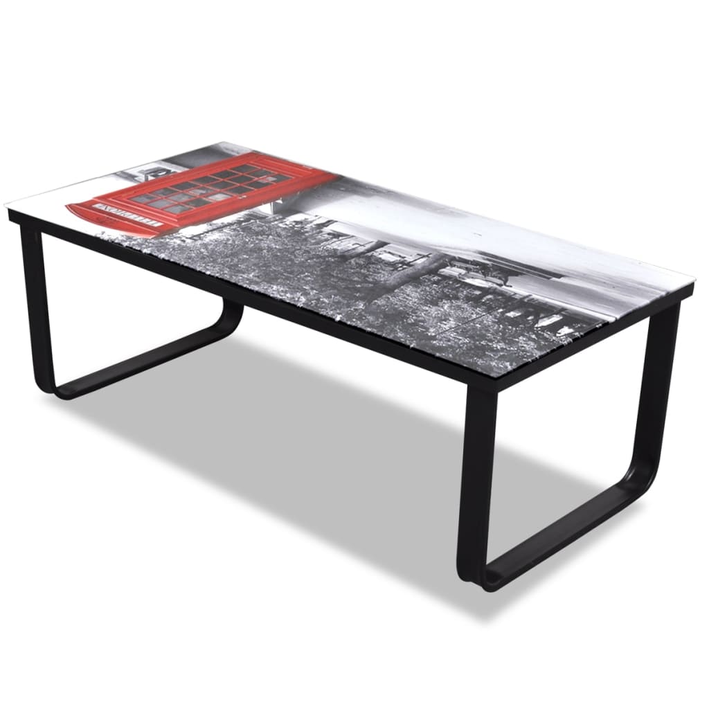Coffee Table With Printing Glass Top