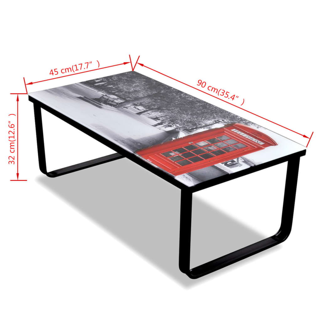 Coffee Table With Printing Glass Top