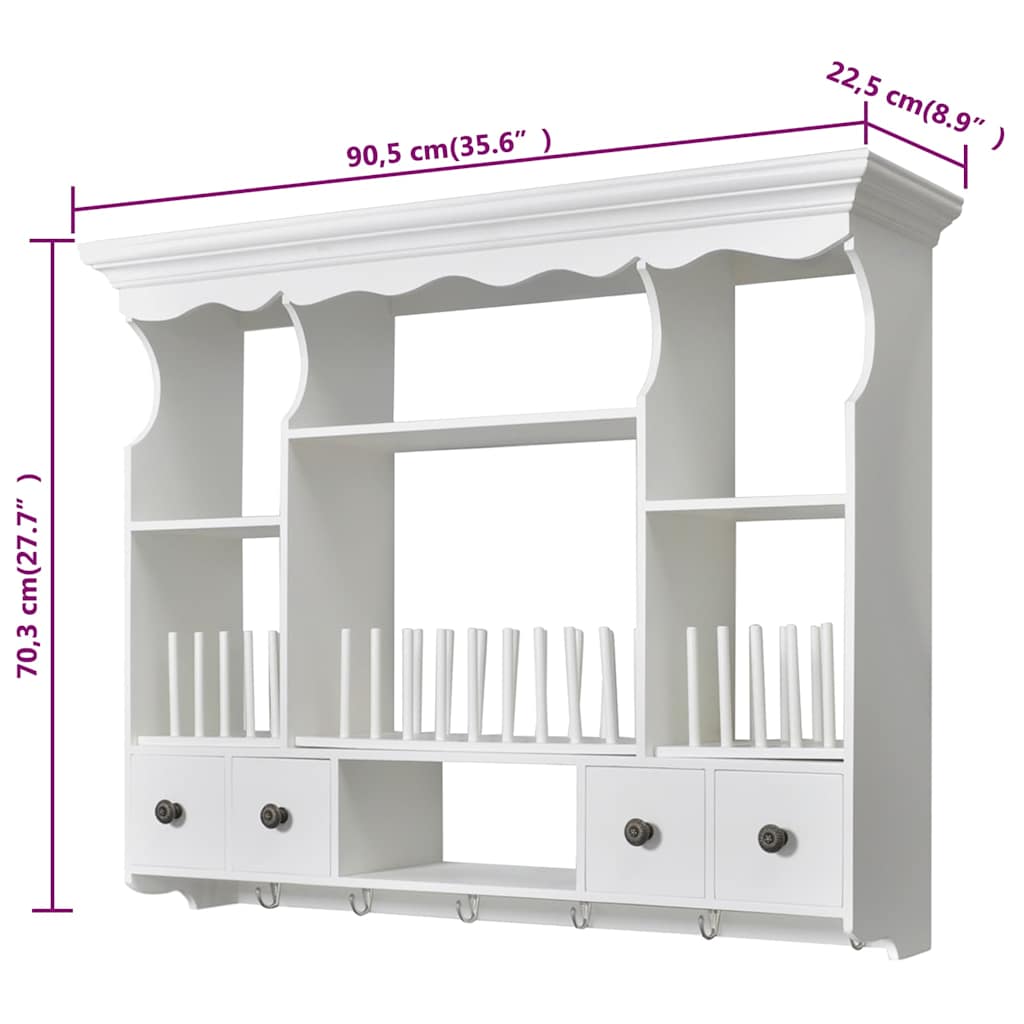 Kitchen Cabinets Wooden Wall Cabinet White 90.5 cm