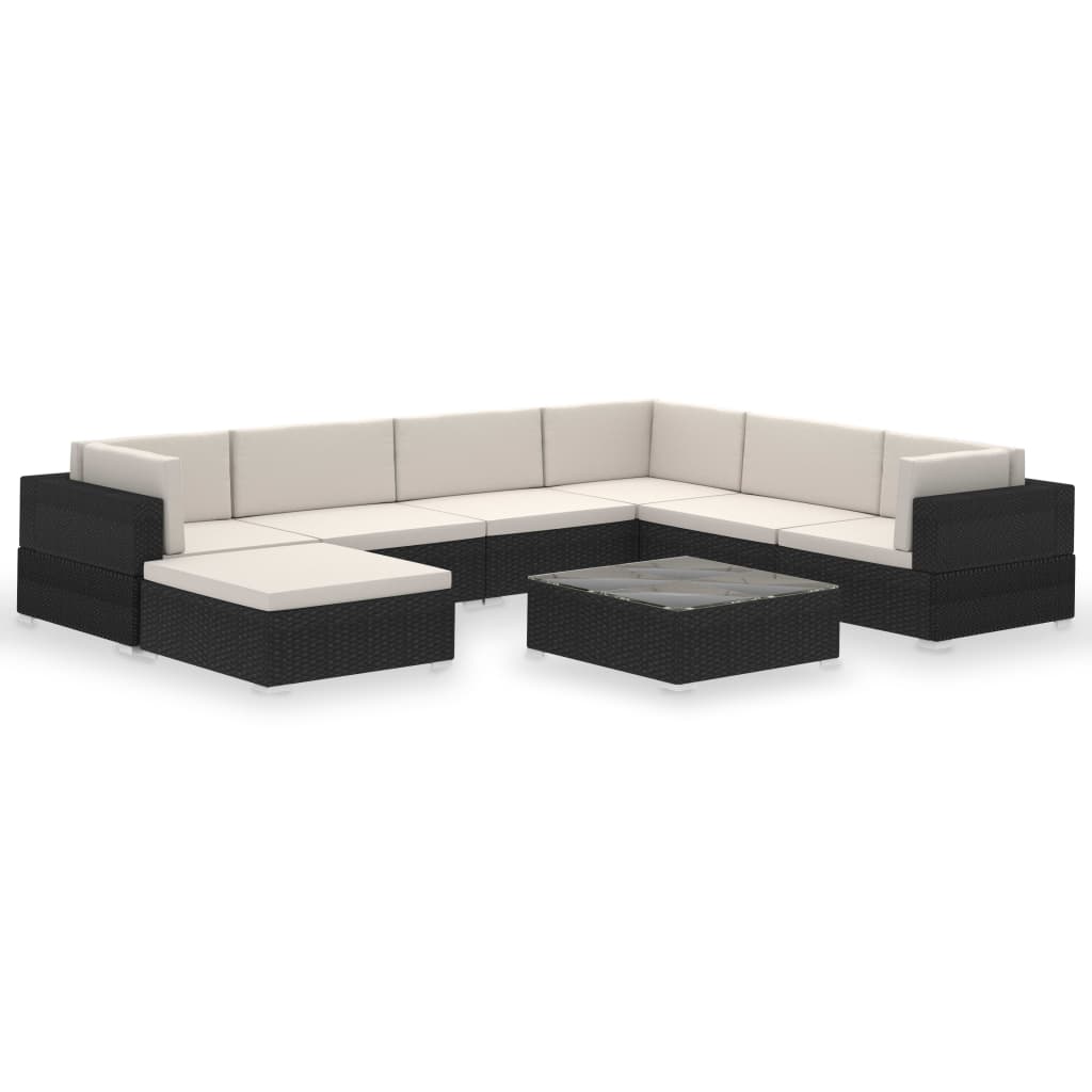 8 Piece Garden Lounge Set With Cushions Poly Rattan
