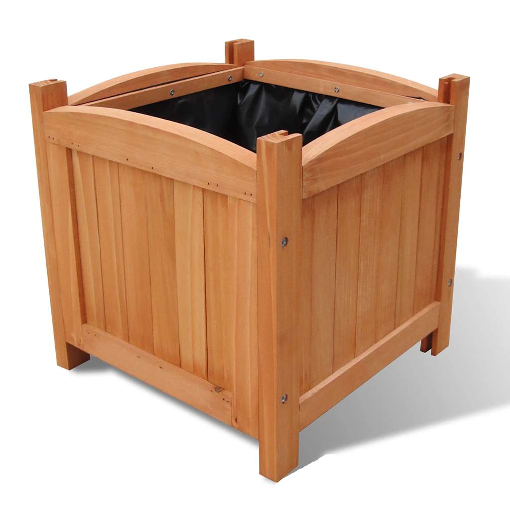 Planter 2x Solid Fir Wood Raised Garden Beds Outdoor Boxes 30x30x30cm grey brown