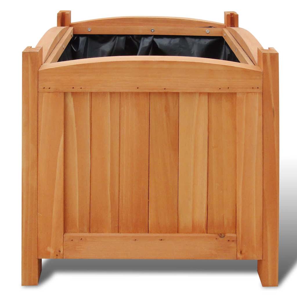 Planter 2x Solid Fir Wood Raised Garden Beds Outdoor Boxes 30x30x30cm grey brown