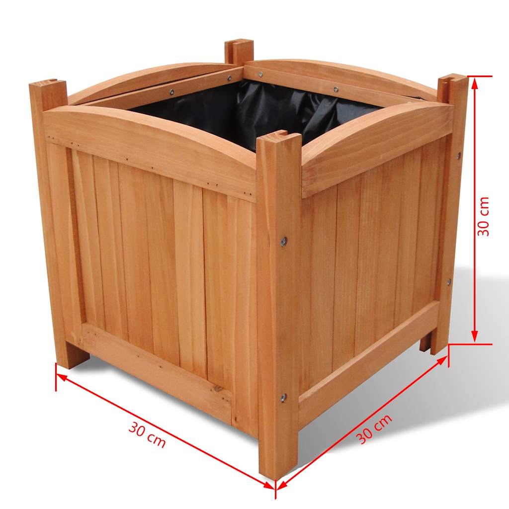 Planter 2x Solid Fir Wood Raised Garden Beds Outdoor Boxes 30x30x30cm grey brown