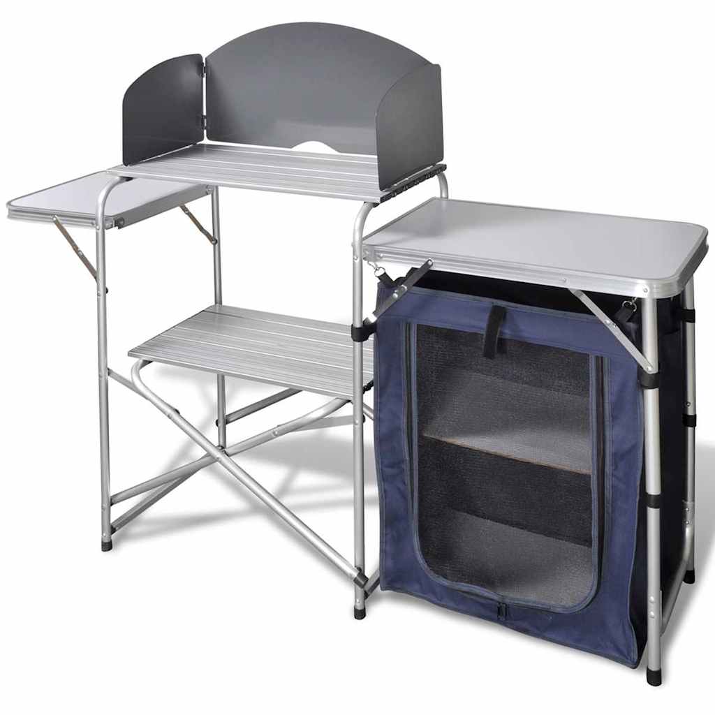 Camp Furniture Foldable Camping Kitchen Unit Windshield Aluminium Waterproof LED