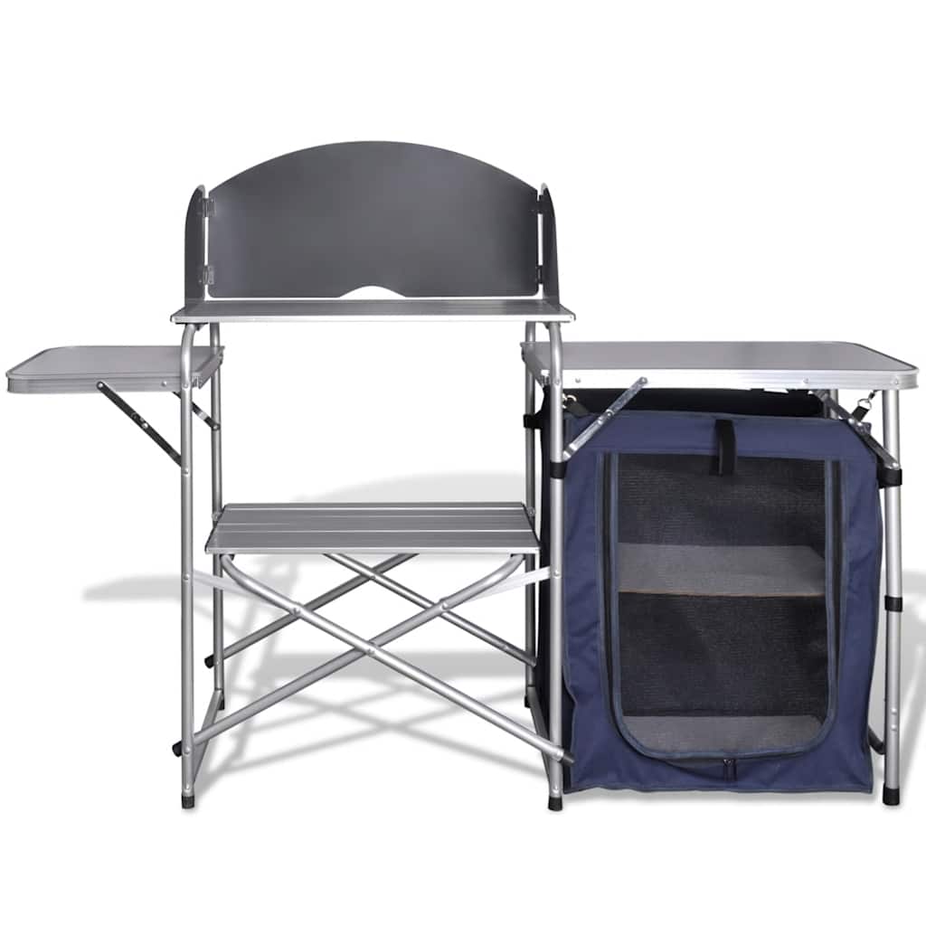 Camp Furniture Foldable Camping Kitchen Unit Windshield Aluminium Waterproof LED