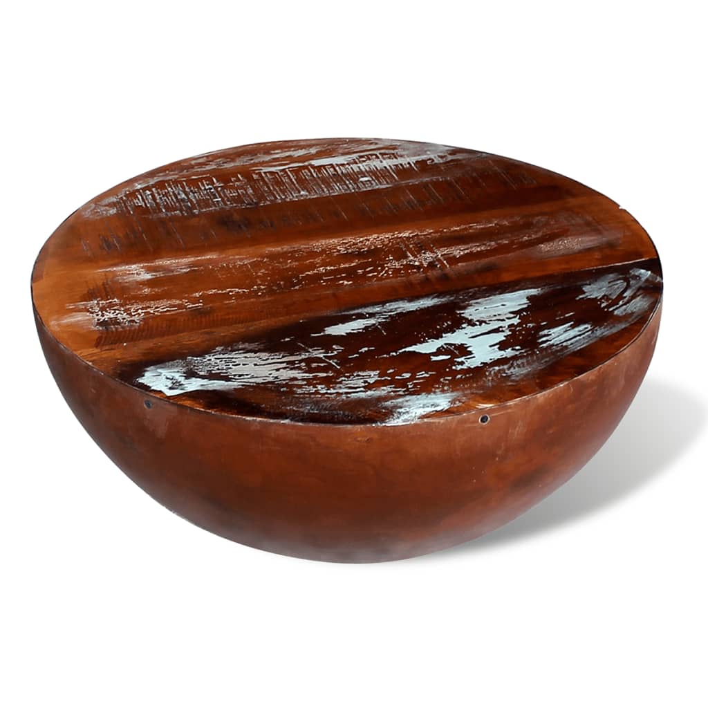 Coffee Table Bowl-Shaped With Steel Base Solid Reclaimed Wood