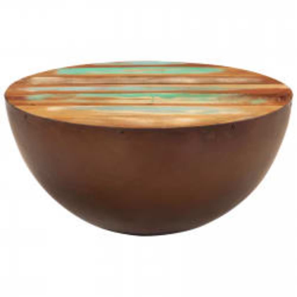 Coffee Table Bowl-Shaped With Steel Base Solid Reclaimed Wood