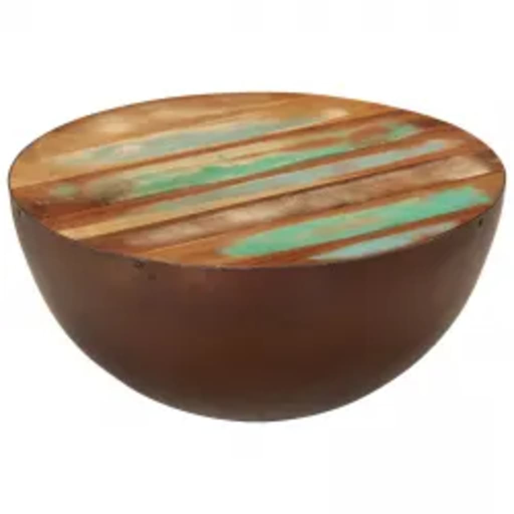 Coffee Table Bowl-Shaped With Steel Base Solid Reclaimed Wood