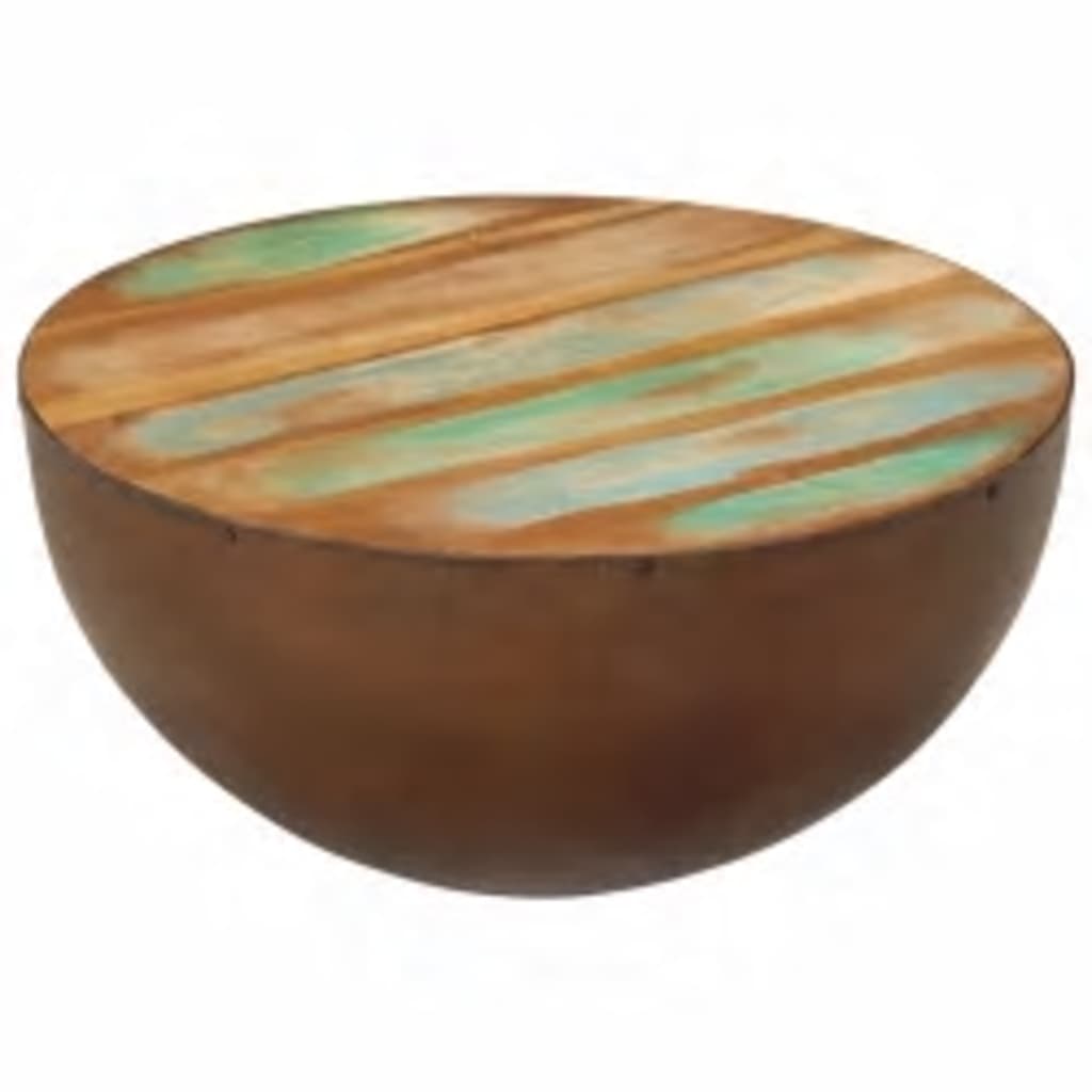 Coffee Table Bowl-Shaped With Steel Base Solid Reclaimed Wood