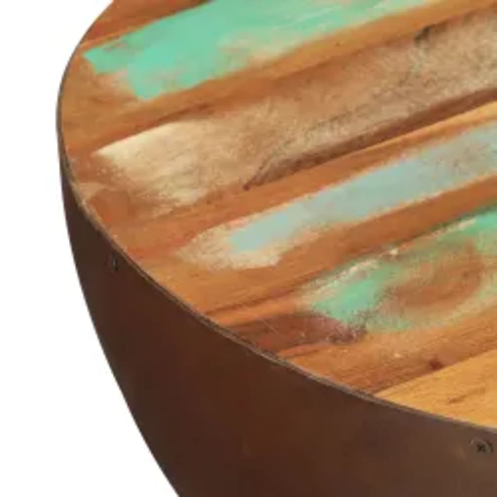 Coffee Table Bowl-Shaped With Steel Base Solid Reclaimed Wood