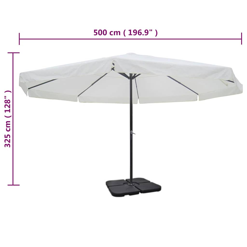 Garden Parasol Aluminium Portable Base green white Plastic Waterproof LED 50 cm
