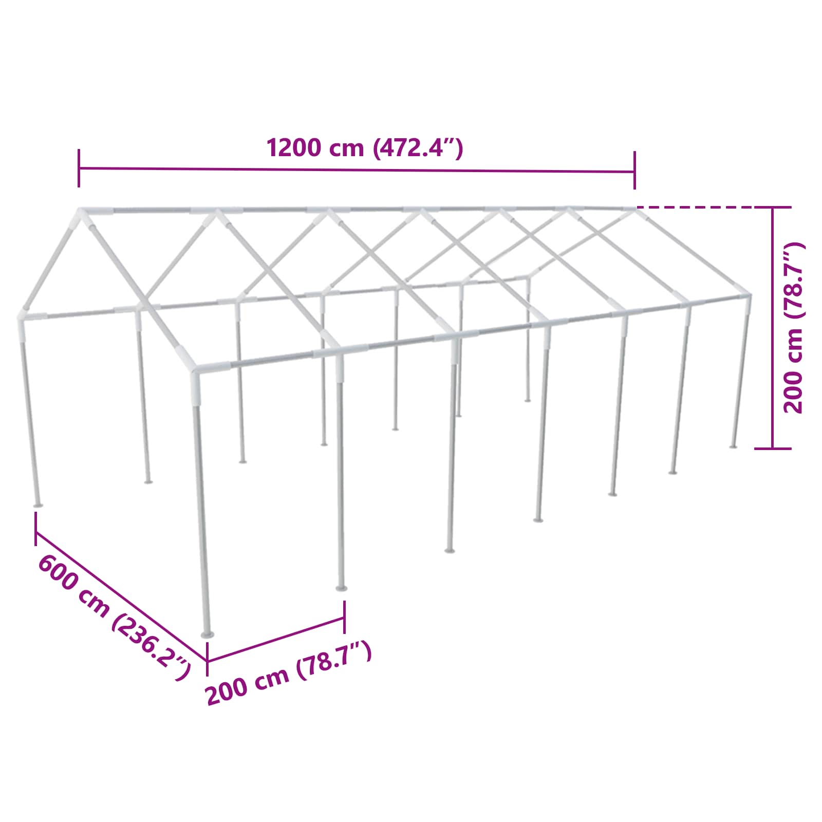 Tent Fabric Without Frame White 12 X 6 M Pe