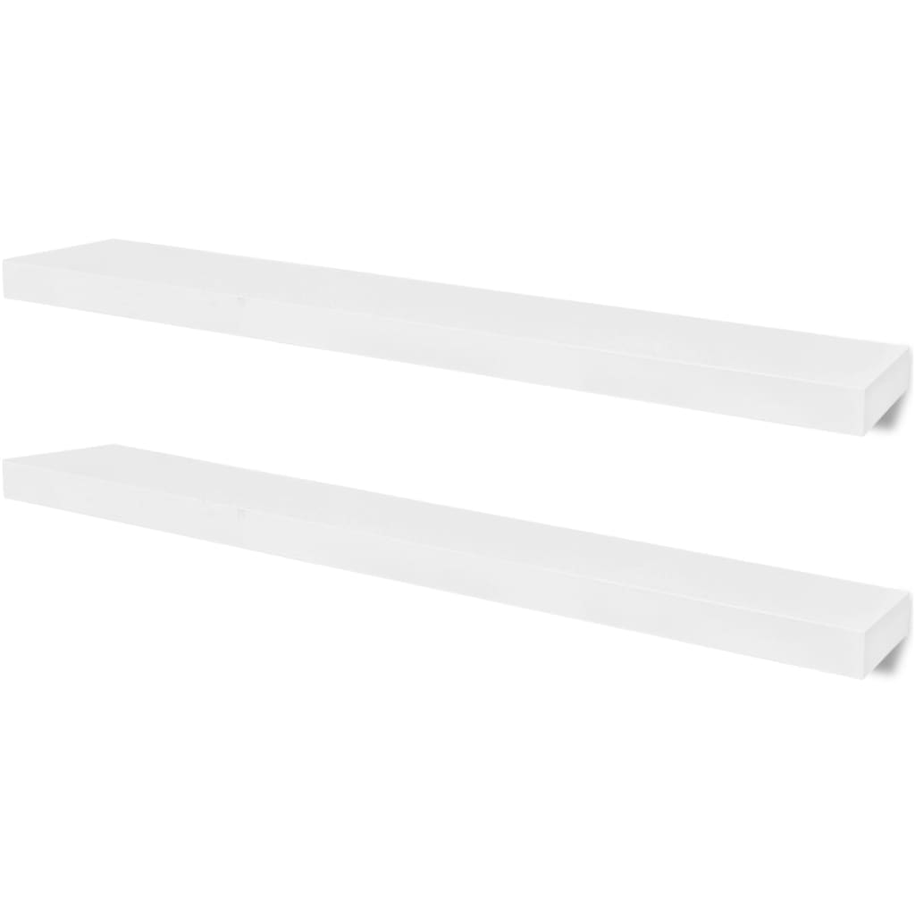 2 Mdf Floating Wall Display Shelves Book/Dvd Storage