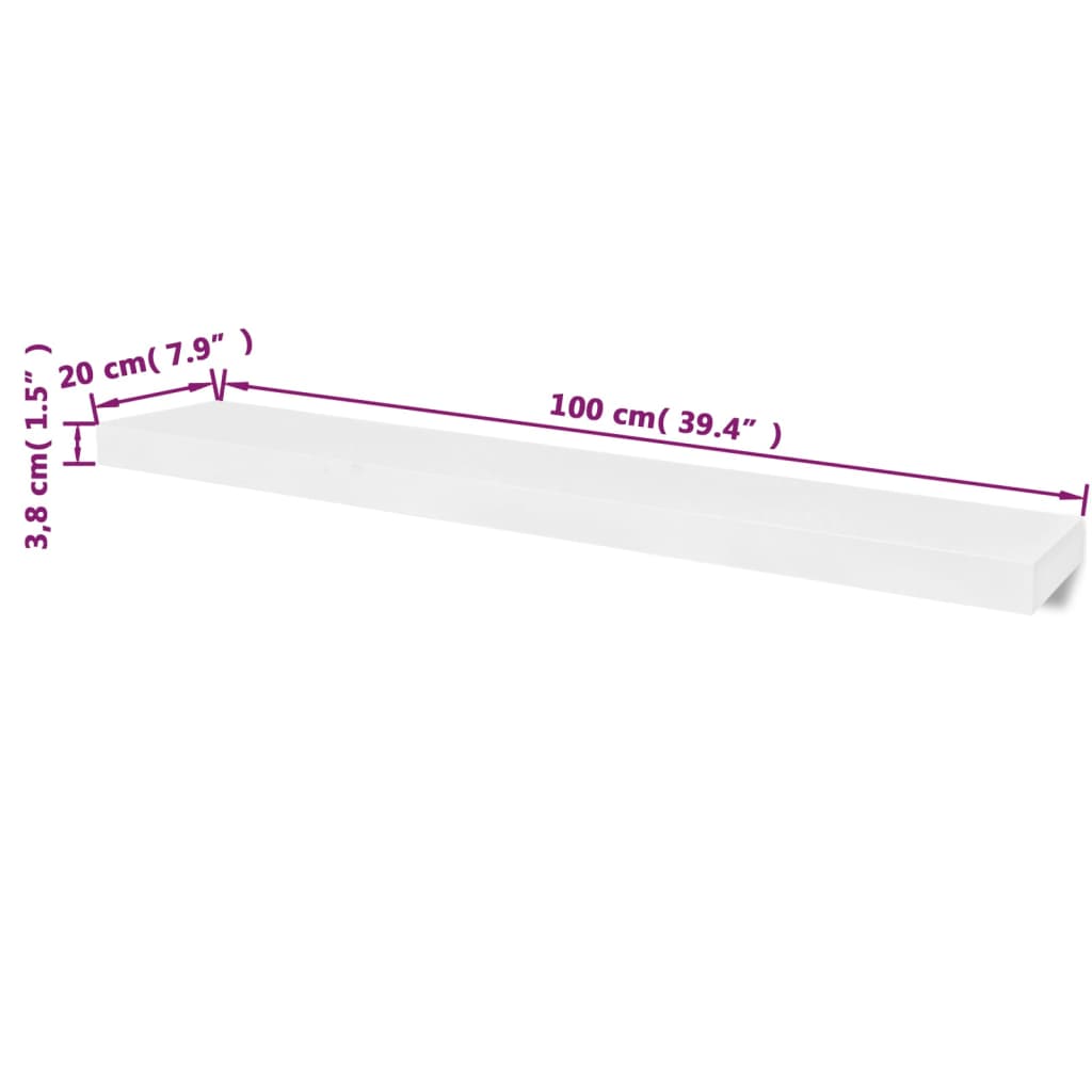 2 Mdf Floating Wall Display Shelves Book/Dvd Storage
