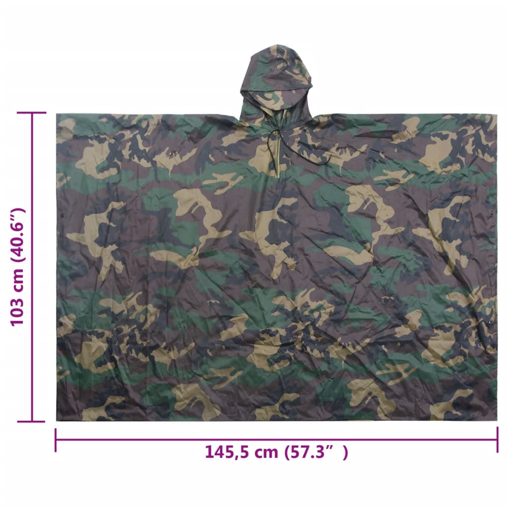 Waterproof Army Rain Poncho For Camping/Hiking