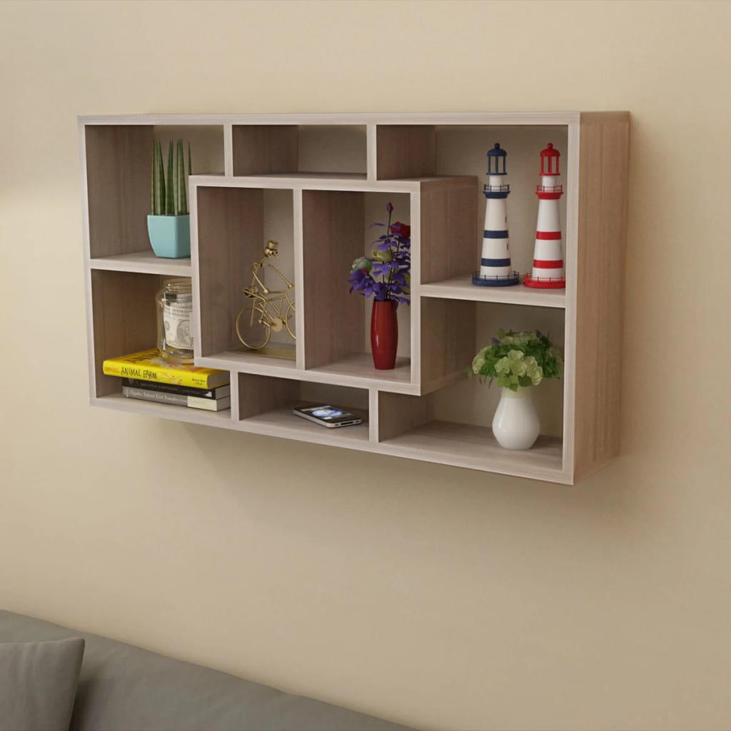 Floating Wall Display Shelf 8 Compartments Colour