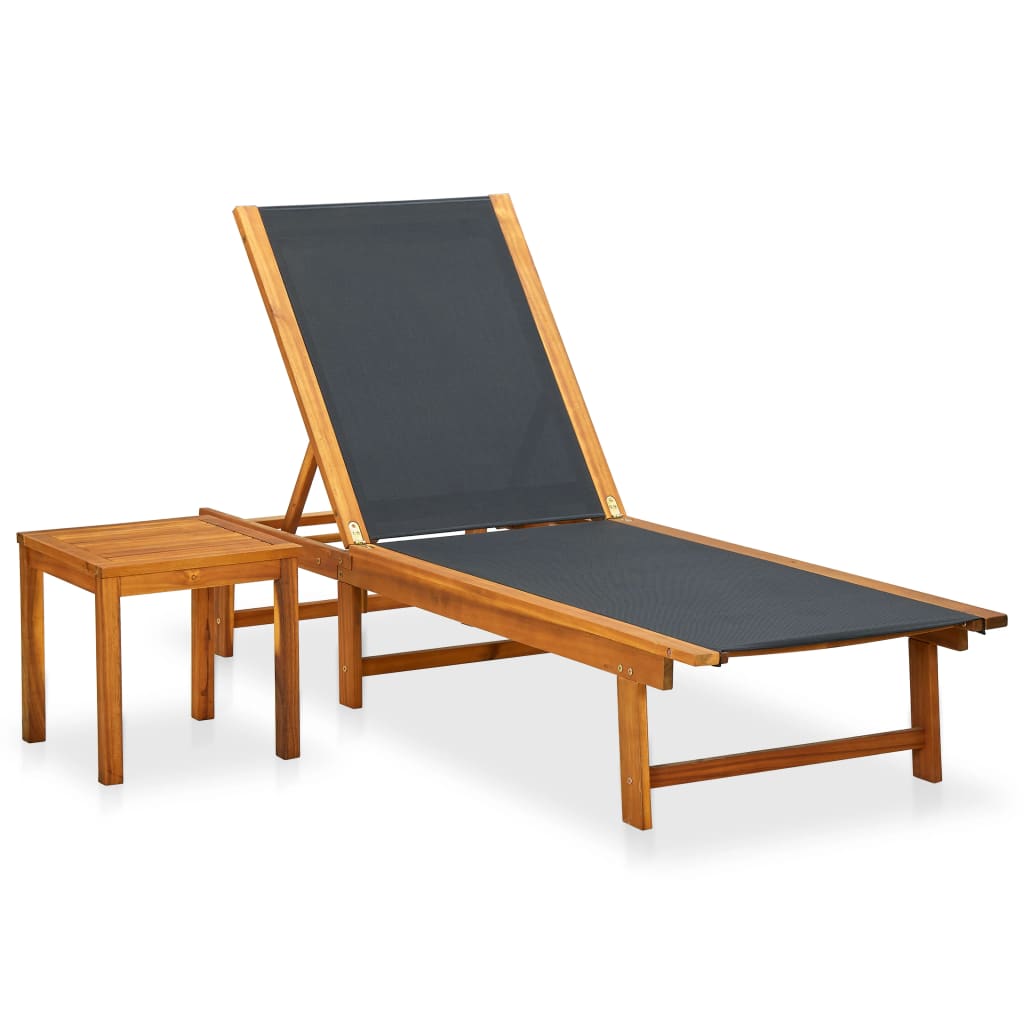 Sun Loungers 2 Pcs Solid Wood Acacia And Textilene