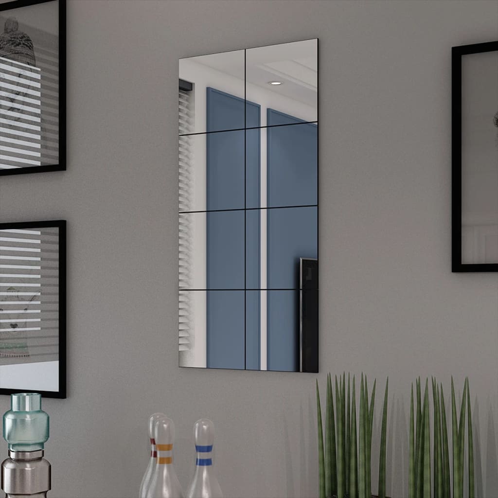 Frameless Mirror Tiles Glass 16 Pcs 20.5 Cm