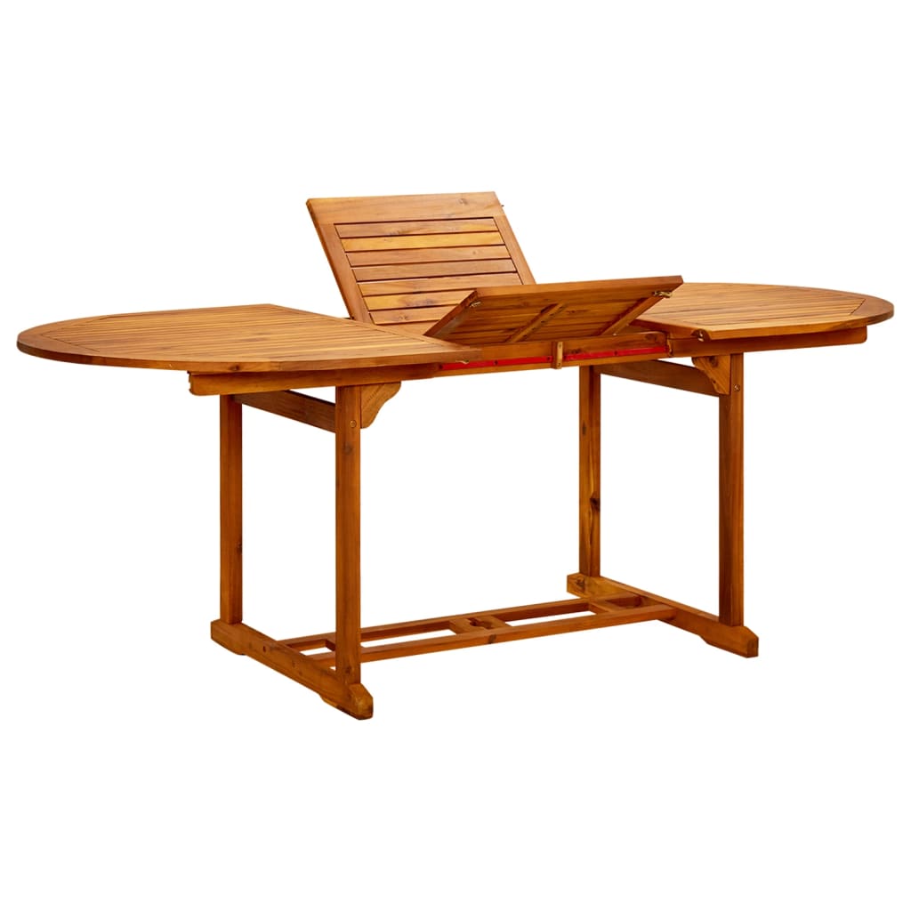 Garden Dining Table (120-170)X80X75 Cm Solid Acacia Wood
