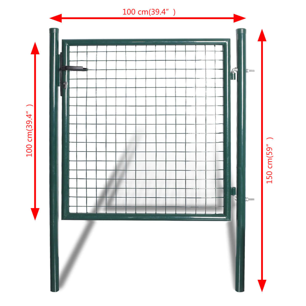 Single Door Fence Gate 100X100 Cm Powder-Coated Steel