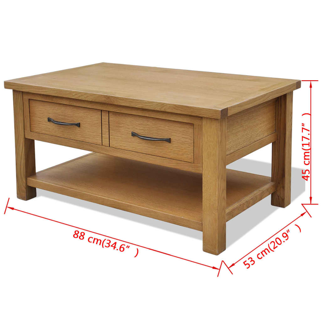 Coffee Table 88X53X45 Cm Solid Oak Wood