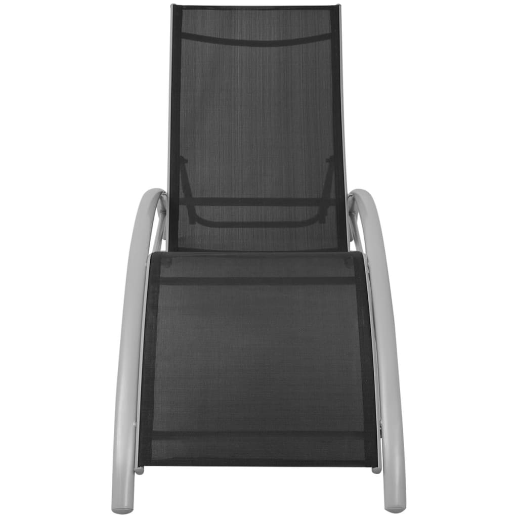 Sun Loungers With Umbrella Aluminium Black