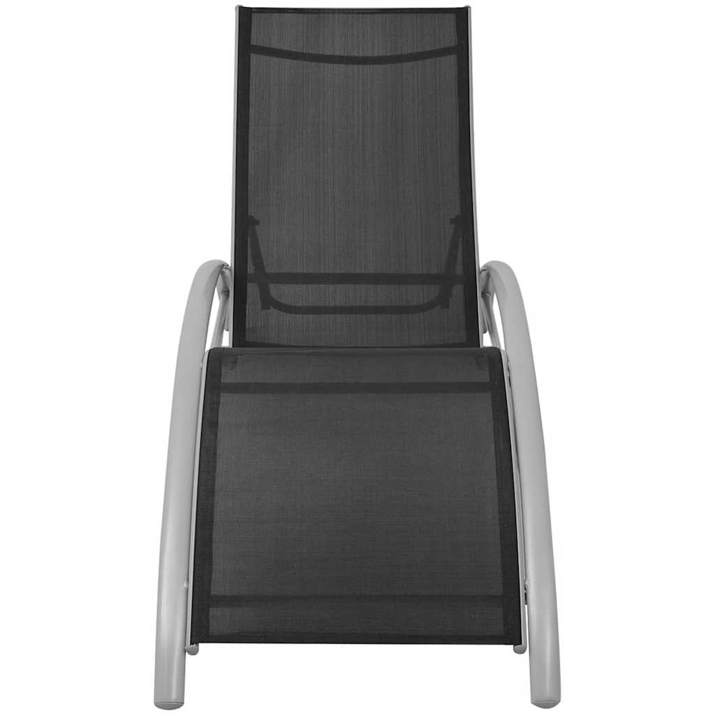 Sunloungers Sun Loungers Umbrella Aluminium Black Garden Patio Recliner Beds 156