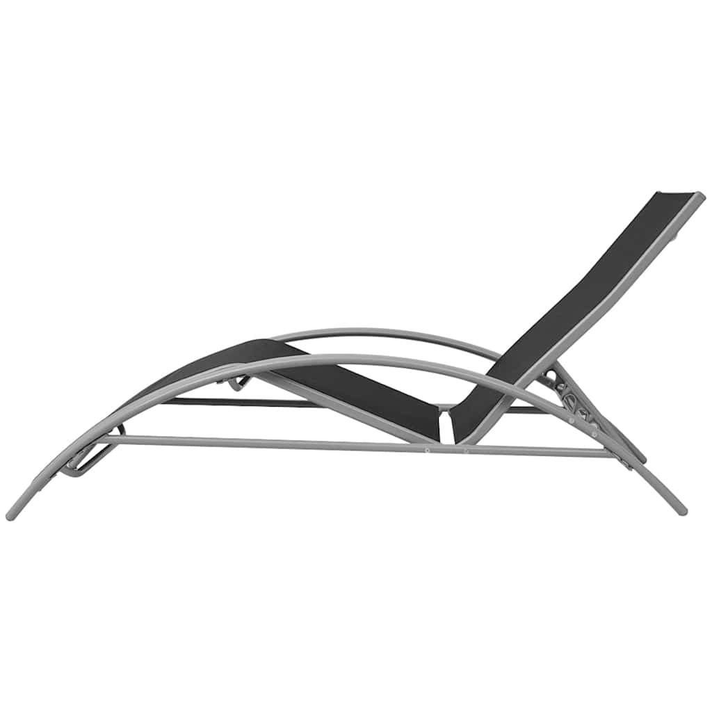 Sunloungers Sun Loungers Umbrella Aluminium Black Garden Patio Recliner Beds 156