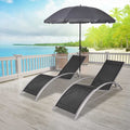 Sunloungers Sun Loungers Umbrella Aluminium Black Garden Patio Recliner Beds 156