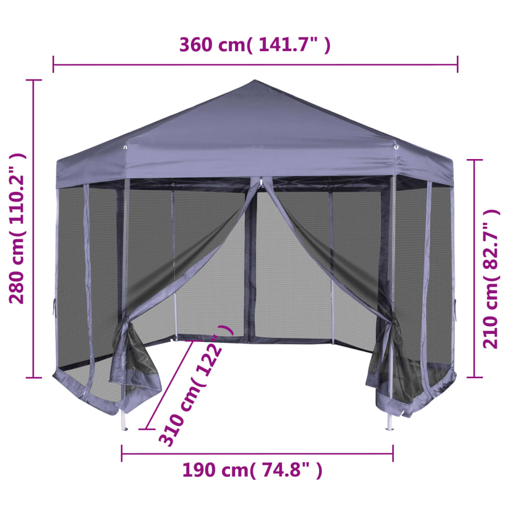Hexagonal Pop-Up Marquee With 6 Sidewalls 3.6X3.1 M