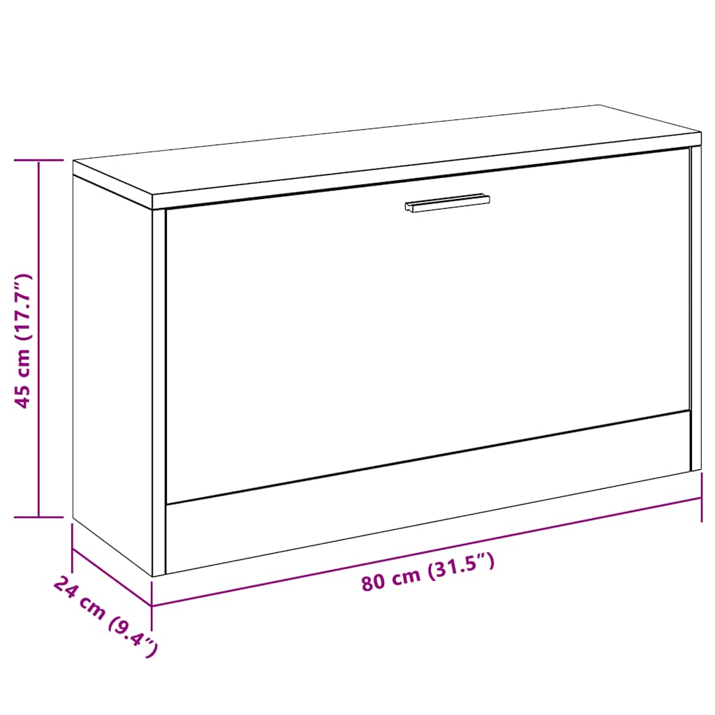Shoe Storage Bench 80X24X45 Cm