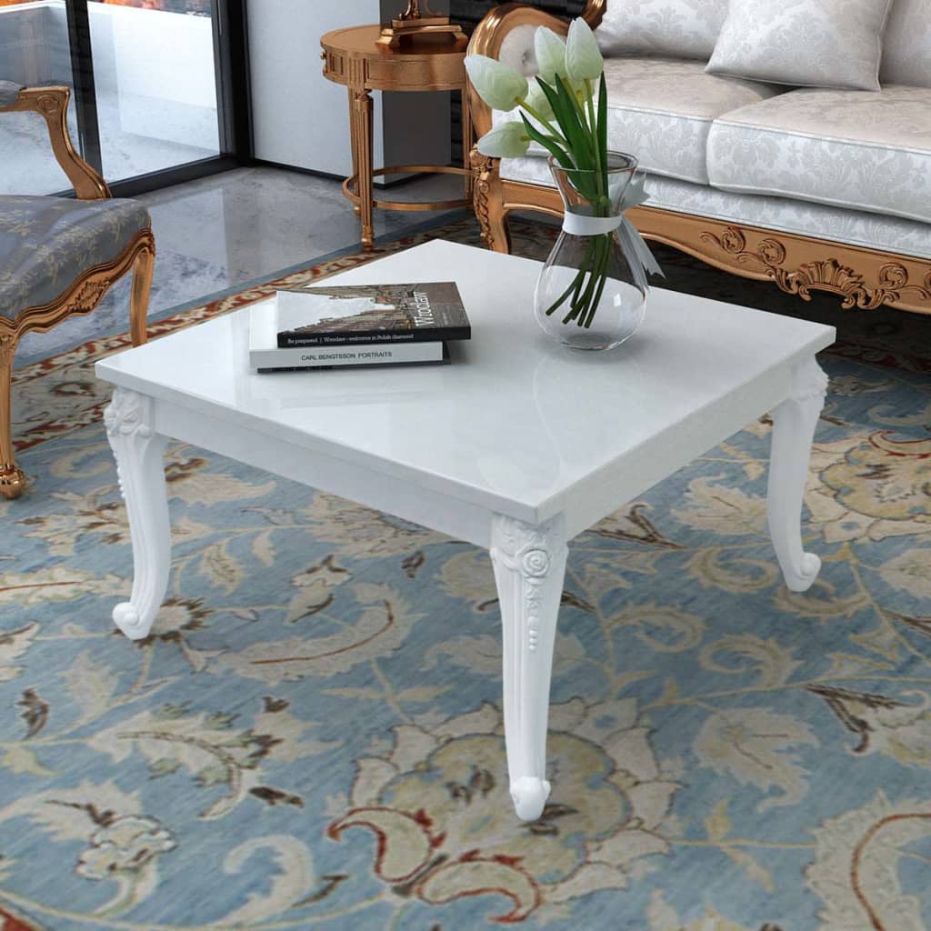 Coffee Table High Gloss White Engineered Wood